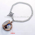 Hot sale stainless steel Cuban Chain bracelet, 316l stainless steel Silver& Chocolate floating locket bracelet